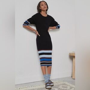 ANTHROPOLOGIE Saturday Sunday Parvati Midi Sweater Dress Striped Knit Size MP